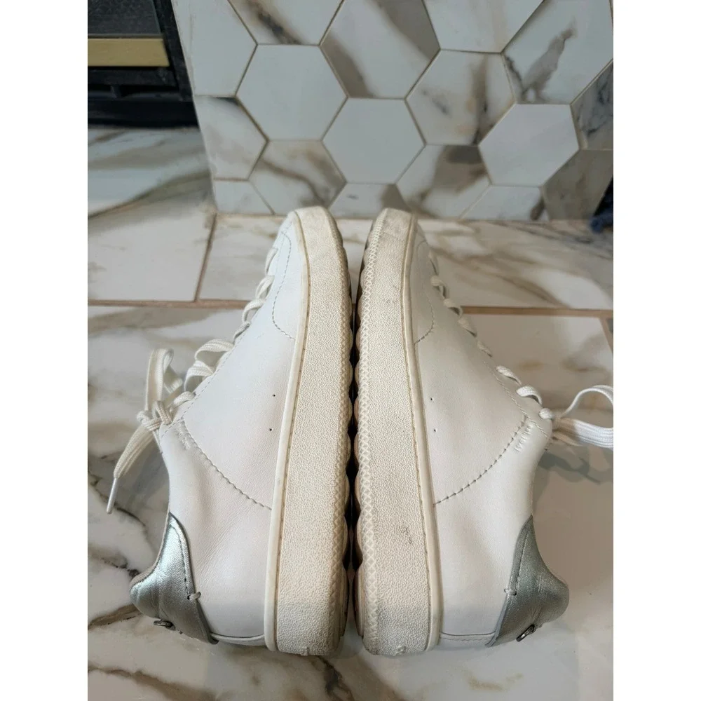 Coach C101 Sneakers Womens 10B White Silver Metallic Leather Low Top G3330
